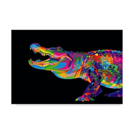 Trademark Fine Art Bob Weer 'Alligator On Black' Canvas Art, 22x32